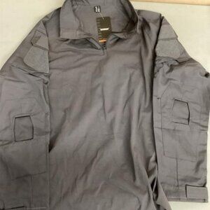 NEW TACVASEN Mens Military Slim Fit Pullover Long Sleeve Active shirt sz L grey